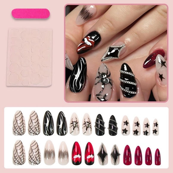BUNDLE! Halloween nails! 5 different press on sets! 2 sets Halloween face tattoo - Picture 1 of 8